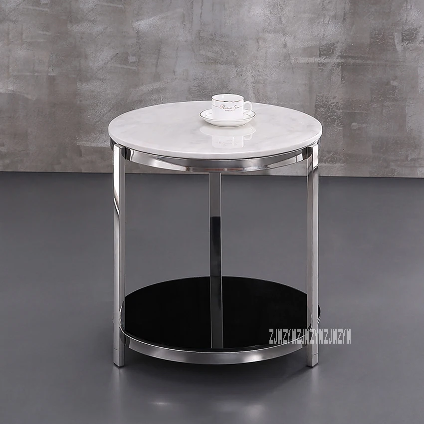 Modern Luxury Marble Top Tea Table Simple Living Room Bedroom Corner Sofa Side Small Round Coffee Table Stainless Steel Rack Modern Luxury Marble Top Tea Table Simple Living Room Bedroom Corner Sofa Side Small Round Coffee Table Stainless Steel Rack