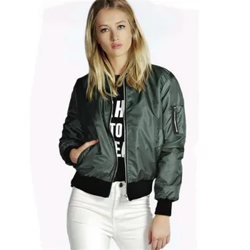 

2019new Women Basic Solid Stand Collar Bomber Jacket Thin JacketsWomen Autumn Casual Long Sleeve Slim Coat Female OuterwearC061