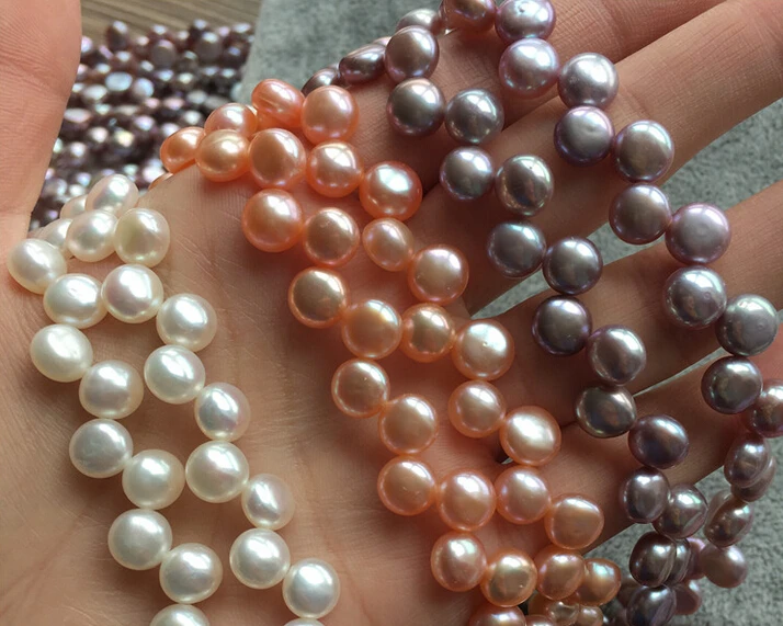Пресноводный жемчуг 8 мм легкие булочки на пару 37 частичное отверстие DIY бусины