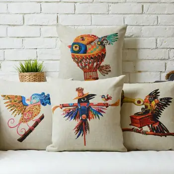 

Music birds Fresh and creative literary animal cartoon cotton pillow cushion Square Home Decor sofa cushions
