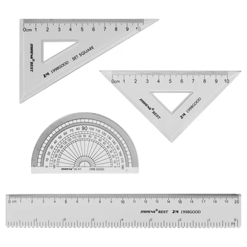 

4Pcs/set Simple Transparent Acrylic Ruler Student Math Ruler Set Drafting Tools Learn School Office Drawing Supplies