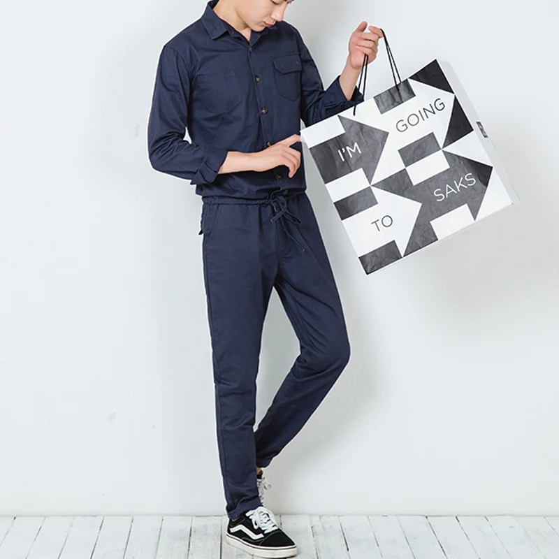 Комбинезон мужской в стиле хип хоп с длинным рукавом 04160|mens jumpsuit|over trousersblack trouser