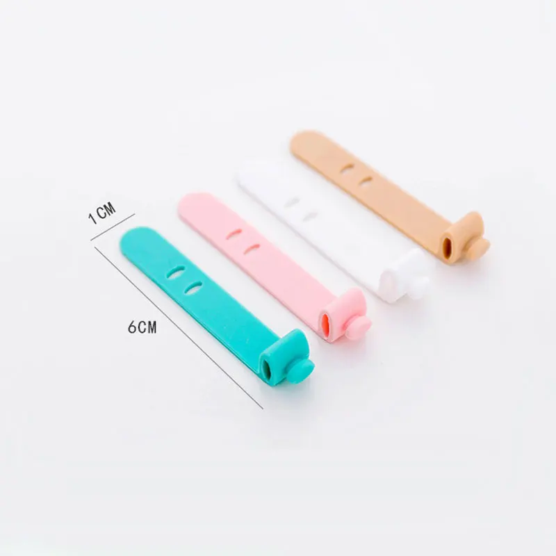 4 pcs/lot Simple silicone tape strap winder ear mechanism storage line multifunction receive Bag clips data cable strapping tape