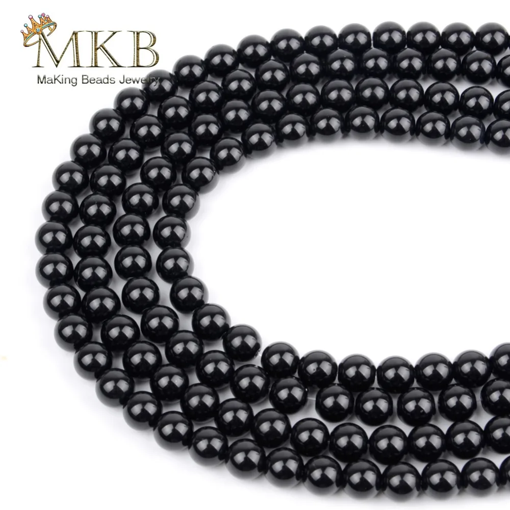 

Natural Stone Smooth Black Agates Onys Round Beads For Jewelry Making 4 6 8 10 12mm Gem Spacer Beads Diy Bracelet Wholesale
