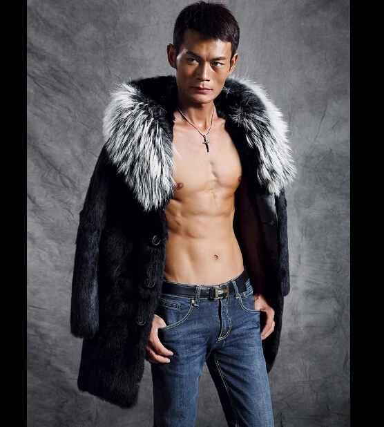 Faux fur coat men New Arrival fashion fur collar leather
