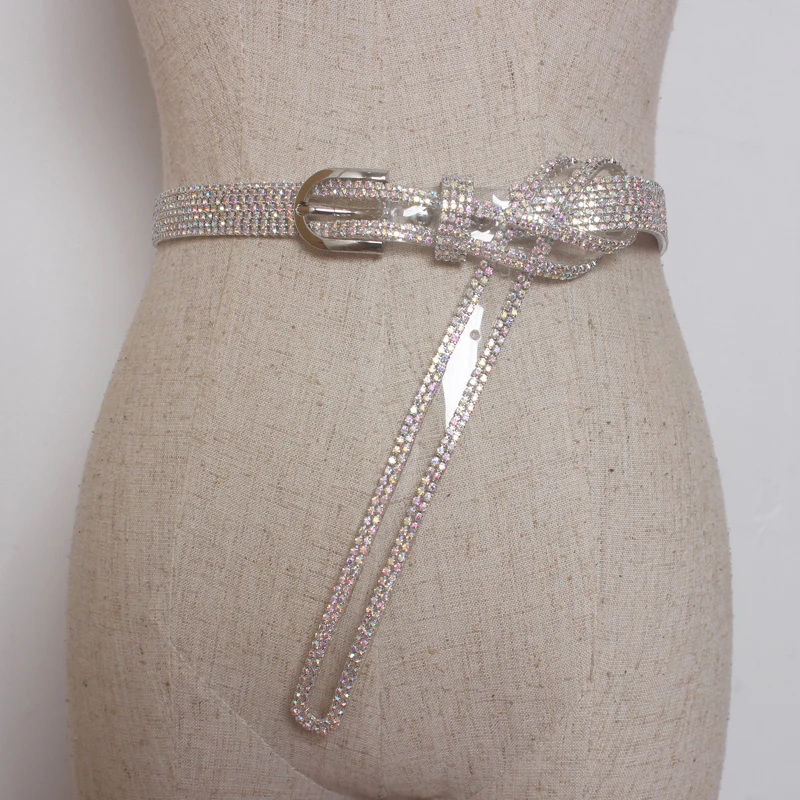 Новые модные роскошные ПВХ ремни женские прозрачные красочные ремень с каменьями серебро Bling женский кристалл талии свадебные пояса