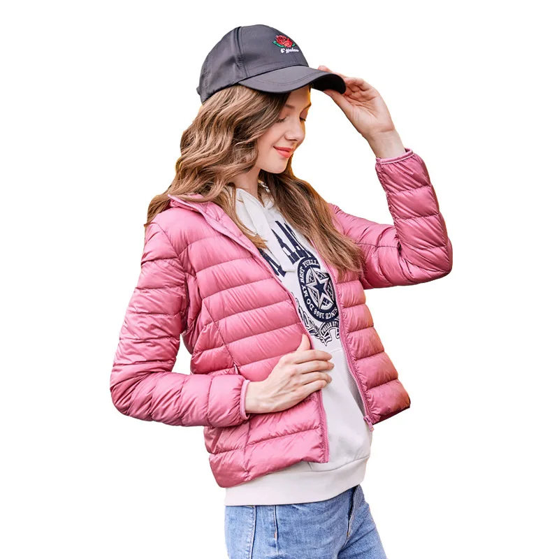 Winter Jacket Women Ultra Light Down Jacket Women Hooded Coat 88% Duck Down Jacket Packable Thin Feather Short Tops XXL Size