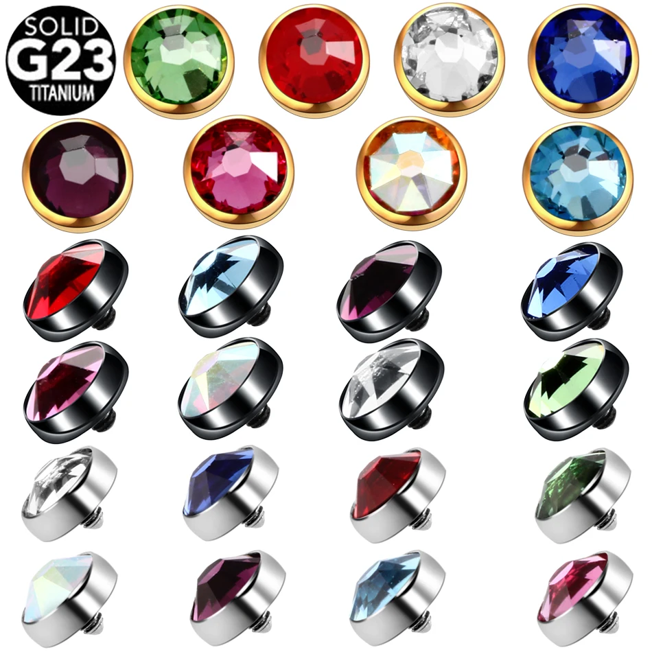 

1PC G23 Titanium Dermal Piercings Micro Dermal Threading Gems Dermal Top 4mm Skin Diver Hide in Surface Body Jewelry