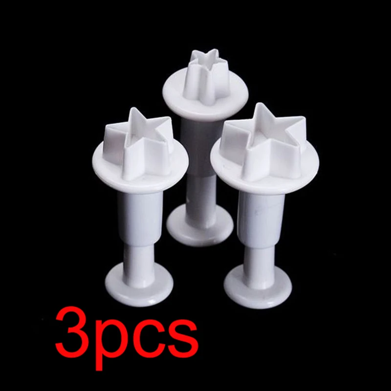 

3 Pcs/Set Star Cake Cutter Plunger Cookies Sugar Paste Sugarcraft Decorating Mold can CSV