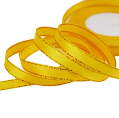25 Yards of 3/8'' Satin Ribbon with Pink and Gold Edges - High-Quality Gift Packaging Ribbon Wholesale