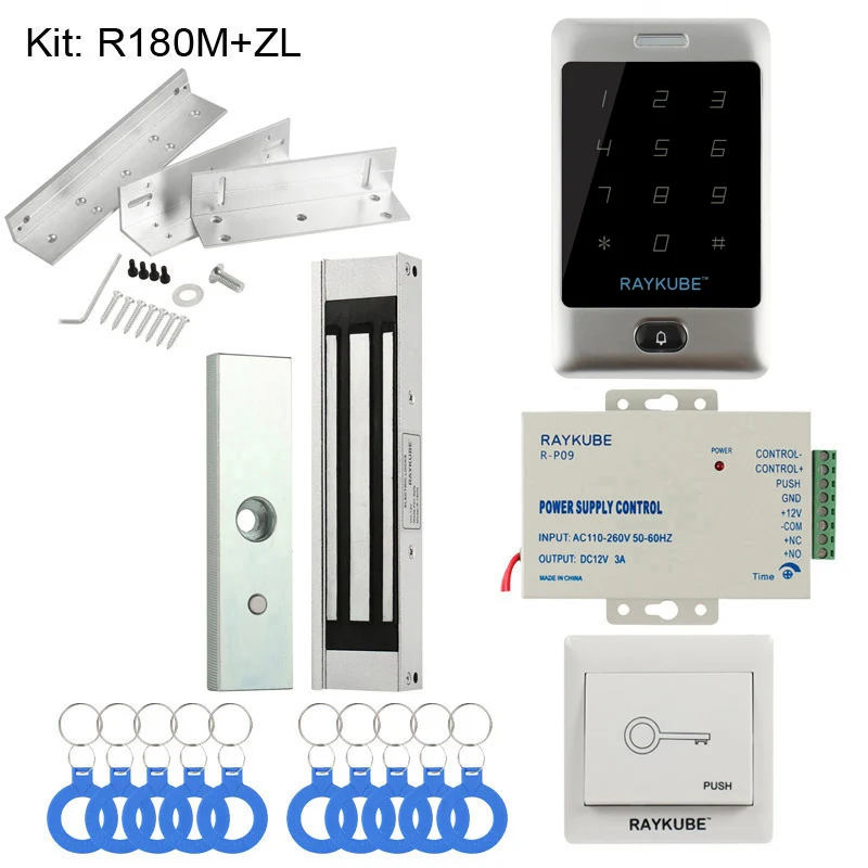 RAYKUBE дверной комплект контроля доступа система с металлической сенсорной клавиатурой RFID ключи электронный комплект замков - Цвет: 180MZL