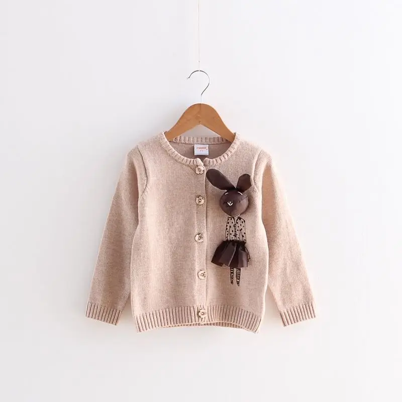 Свитер для девочек 2019 Весна осень кролик трикотажные длинные кардиганы