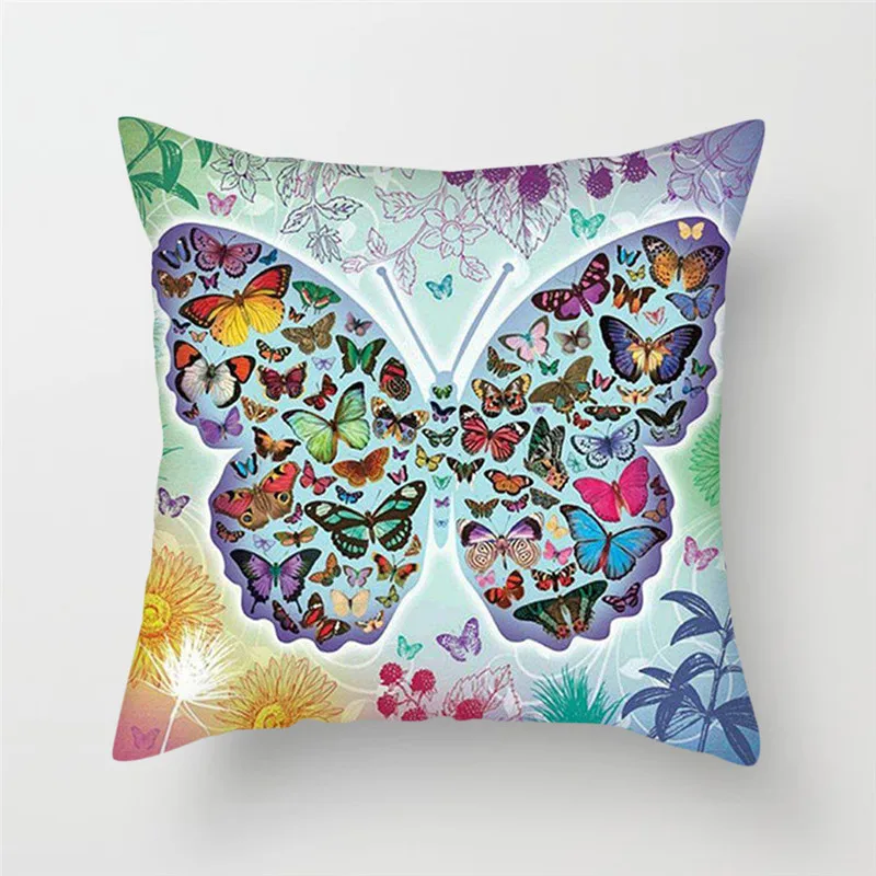 Fuwatacchi Multi Color Butterfly Cushion Cover Cute Soft Throw Pillow Cover Decorative Sofa Pillow Case Pillowcase - Цвет: PC04908