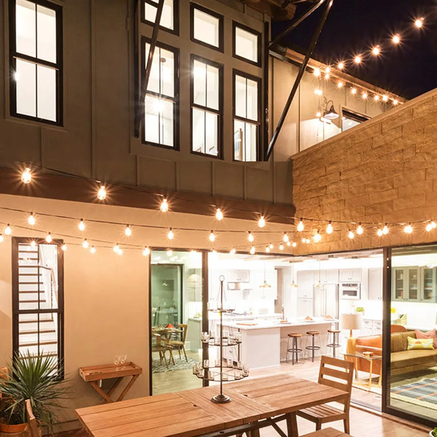 Lâmpadas do Pátio da Classe Festa de Casamento Cordas com 10 10m ao ar Fada Natal Thrisdar Livre Pcs Edison Comercial Gazebo Guirlanda Luz 22 Cheap Iluminação de Natal