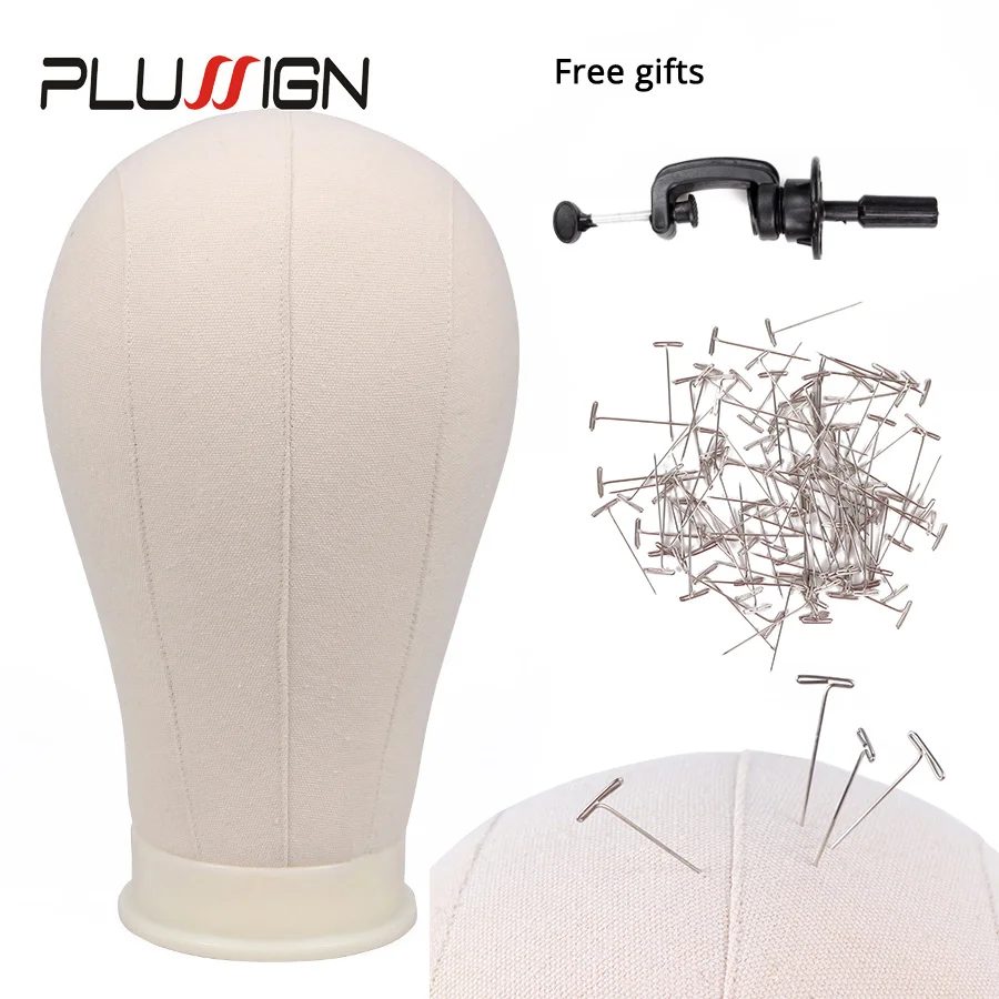Plussign Canvas Block Head Mannequin Training Head With Clamp Stand And