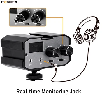 

Comica CVM-AX1 Mono Stereo Audio Mixer Adapter Microphone for DSLR Canon EOS T6 Nikon D3300 ual Channels Amplifier 3.5MM Jack