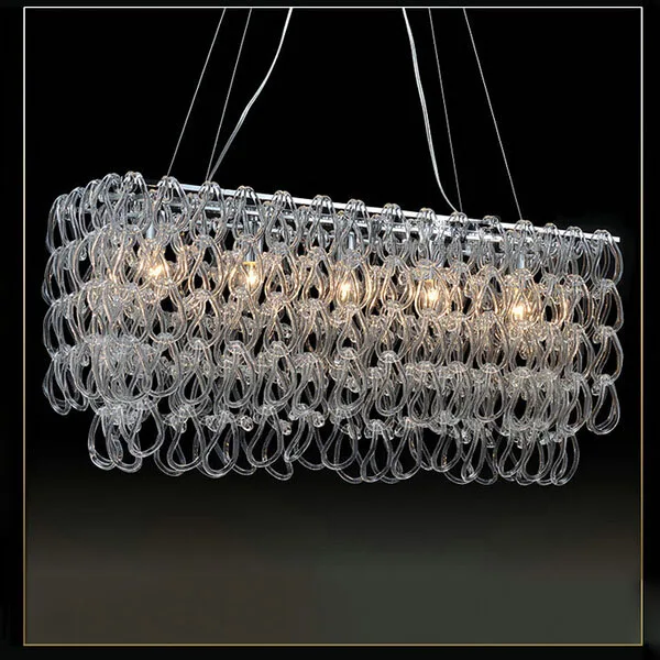 Современная стеклянная люстра Lustre прямоугольник E14 светодиодная осветительная