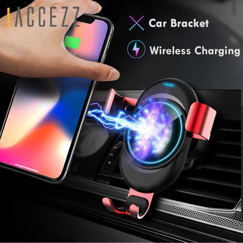 !ACCEZZ 2 in 1 Fast Car Wireless Charger Auto Phone Holder Stand For iPhone X 8 Samsung Galaxy S7 S8 S9 Plus Mount Vent Support