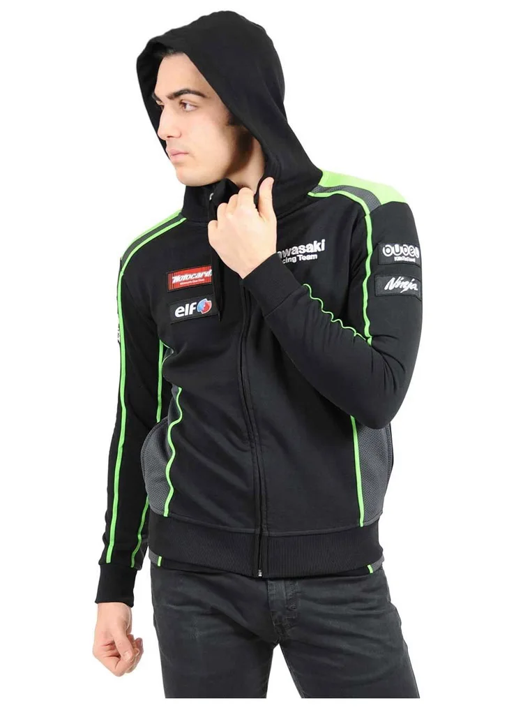 

mens motorcycle hoodie racing moto riding hoody clothing jacket men jackets cross Zip jersey sweatshirts Windproof coat kawasaki