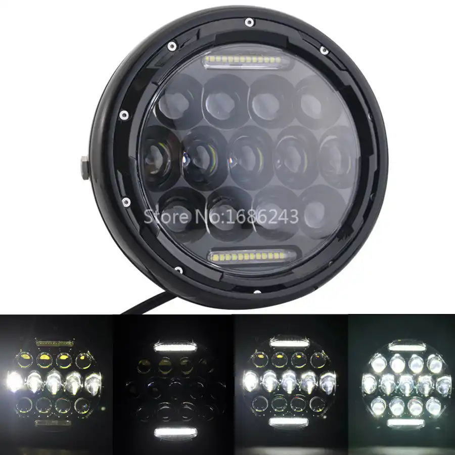 7 Inch Round Led Headlight High Low Beam Light Halo Angle Eyes Drl Led Headlight High Low Beam Light Halo