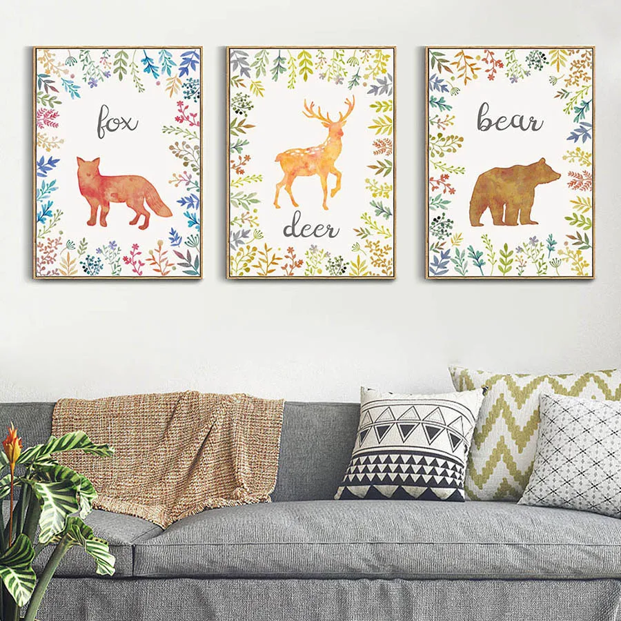 POPIGIST-Art-Canvas-Poster-Watercolor-Deer-Bear-Fox-Nordic-Painting-Forest-Animals-Minimalist-Picture-Home-Room (1)
