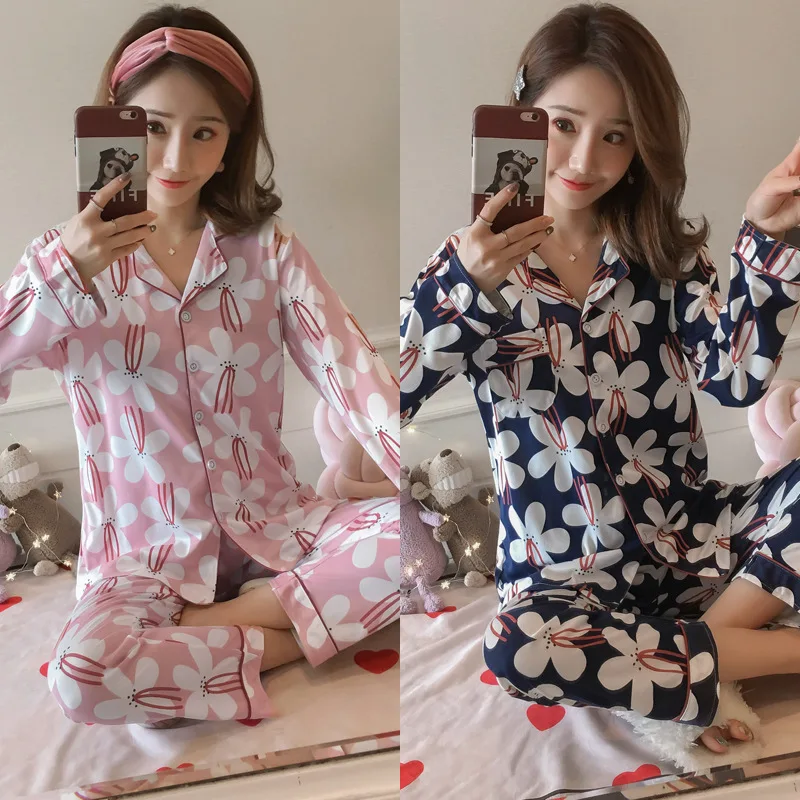 Женский пижамный комплект из двух предметов атласная пижама искусственного