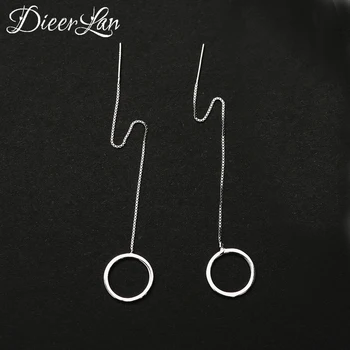 

925 Sterling Silver Long Circle Earrings for Women Girs Fashion sterling-silver-jewelry Pendientes