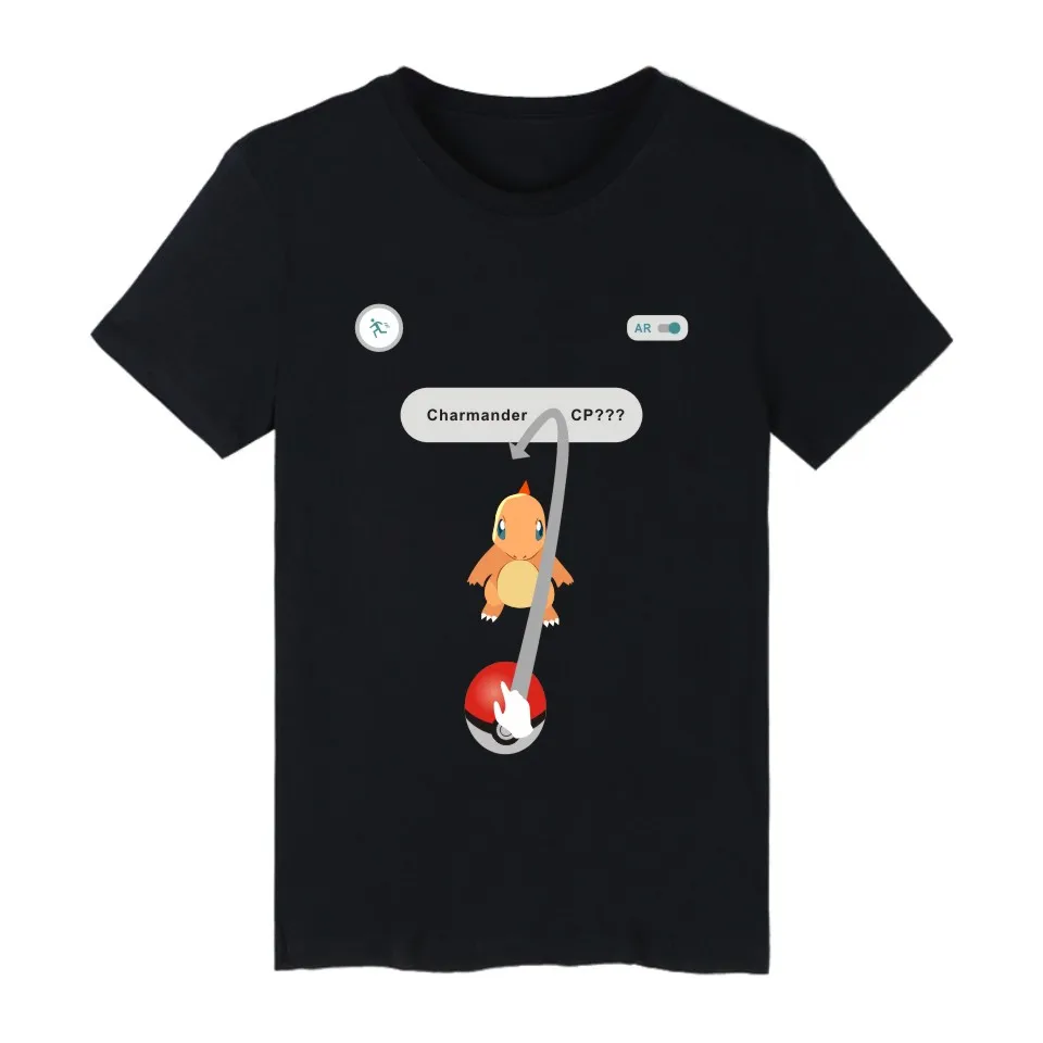 

Game Pokemon Go Charmander Short Sleeve Tee Shirt Men Cotton Fashion Casual Tshirt Men Brand Anime Funny T Shirts For Men 4XL