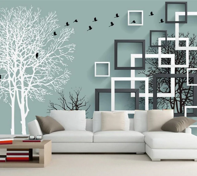 Papel de parede fotográfico personalizado 3D geométrico xadrez nórdico  grande mural moderno sala de estar sofá tv fundo cobertura de parede  afresco
