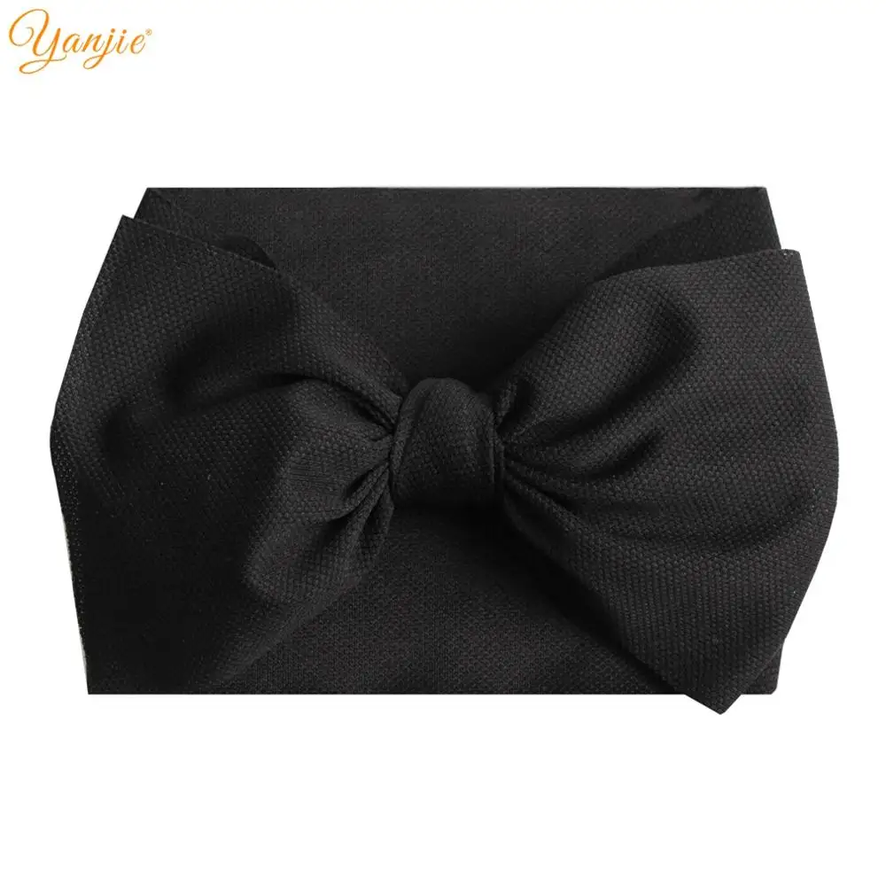 7 inch bow-black 7 дюймовая повязка на голову с большим бантом для девочек, г., однотонные большие банты для волос, эластичные тюрбан, повязка на голову, детский топ с бантом, повязка на голову, аксессуары для волос - Цвет: 7 inch bow-black