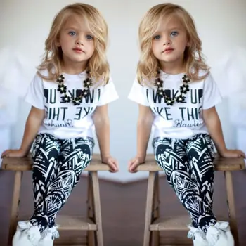 

New Style 2PCS Newborn Infant Toddler Kids Baby Girls Outfits Casual Popular T-shirt Tops + Long Pants Clothes Set
