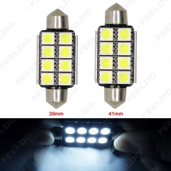 

FEELDO 50Pcs White 39mm 41mm 1.5W 6000K 120-Lumen 5050 8LED Car Festoon Dome Reading LED light