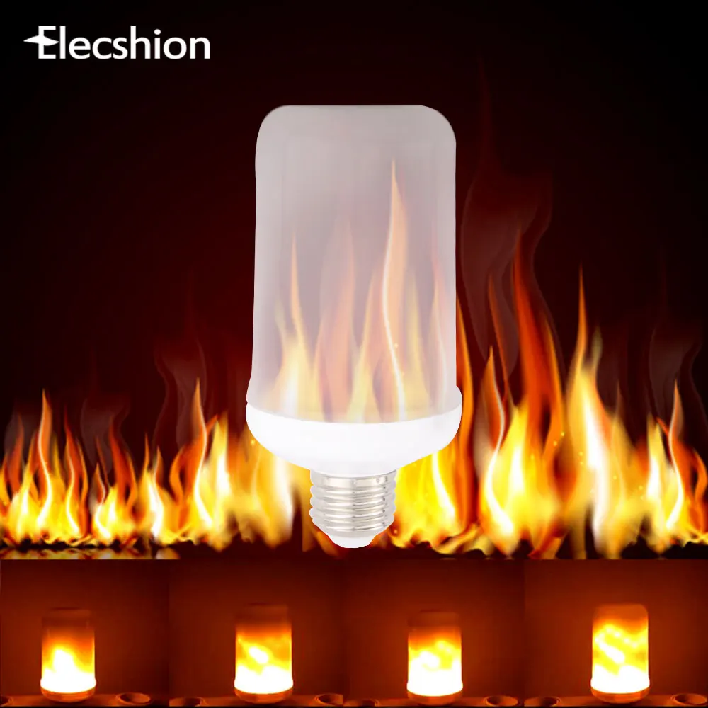 Elecshion Led Fireworks Flame Fire E27 E14 Bulb Tube Flame Effect Night