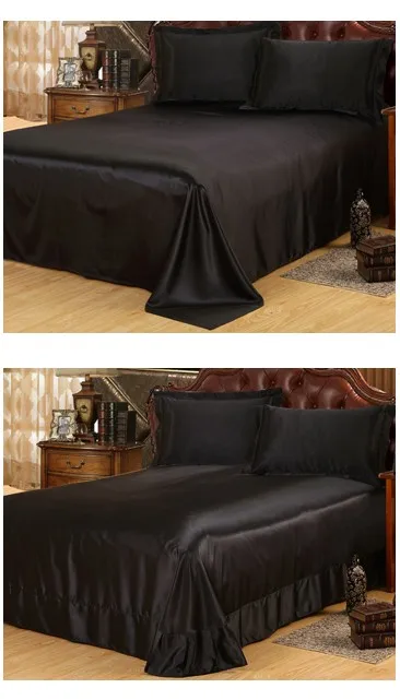 Luxury Black Silk Bedding Set Satin Sheets Super King Satin Sheets Super King