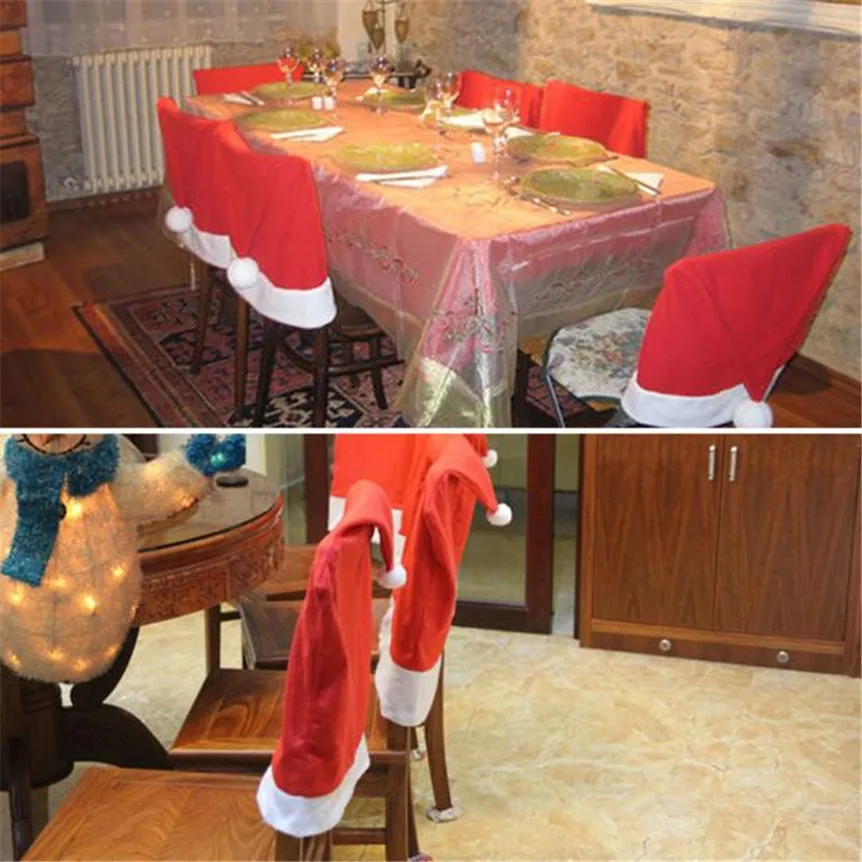 6 шт. Рождество чехлы на стулья Санта шляпа кепки декор для обеденного стола вечерние подарок Рождество nov16 необыкновенный