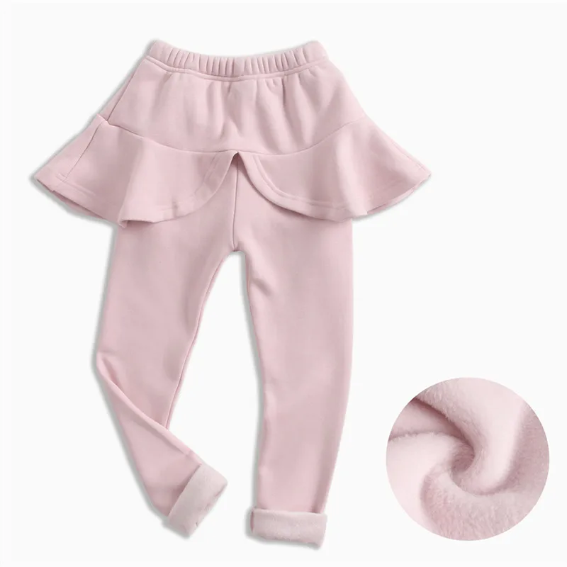 Kids Fleece lined Leggings Skirt for Girls 2017 Winter Thicken Warm