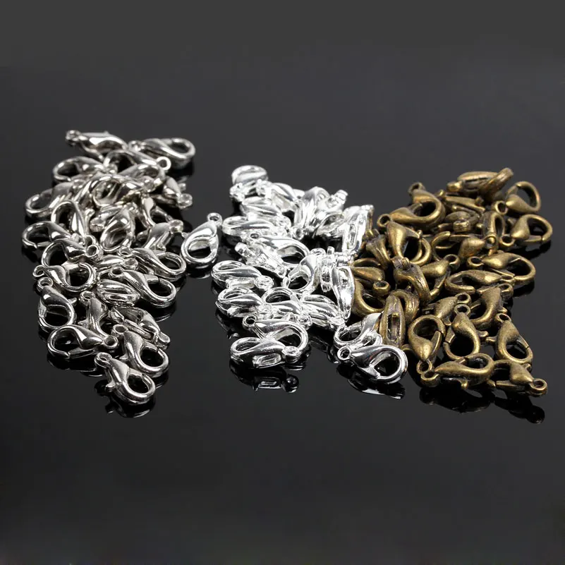 

Zinc Alloy(silver/gold/nickel/bronze Plated) Jewelry Findings Lobster Clasps Hooks 10MM*5MM 300Pcs D0004
