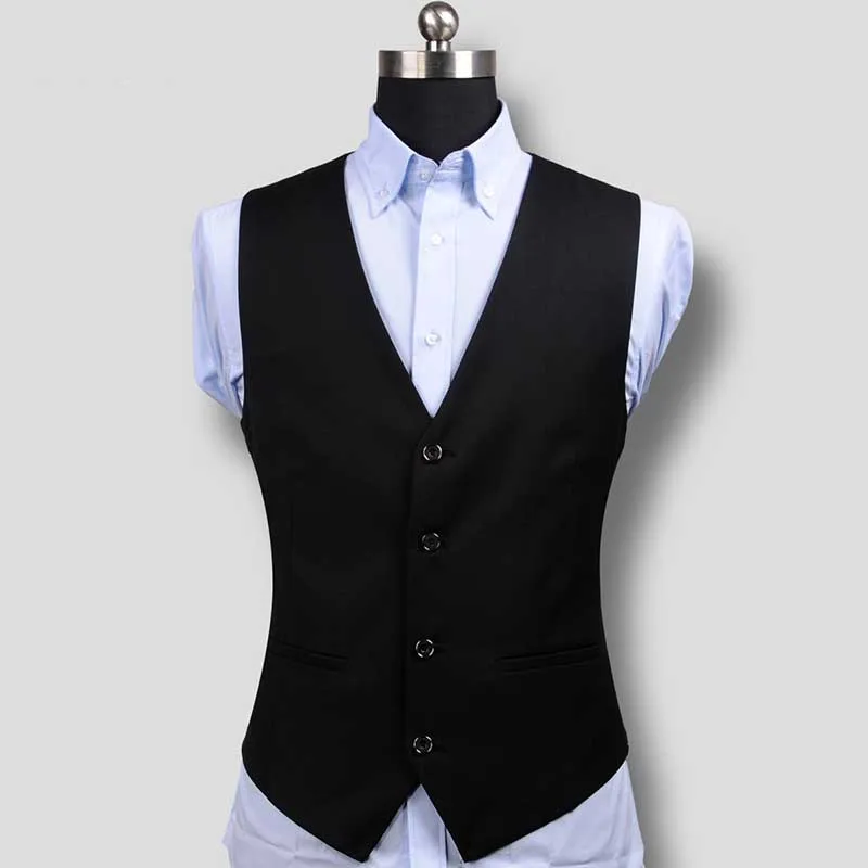 High Quality 4 Button Slimming Summer Vest Men Vest Suit Office Formal ...