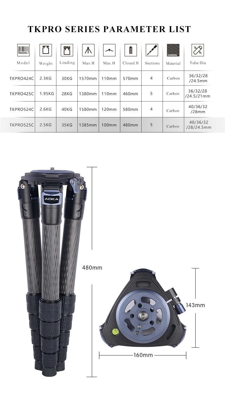 Универсальный Профессиональный heavy duty стойкость к большим нагрузкам 35kgs гибкий систематических stativ углеродного волокна большой штатив-Трипод