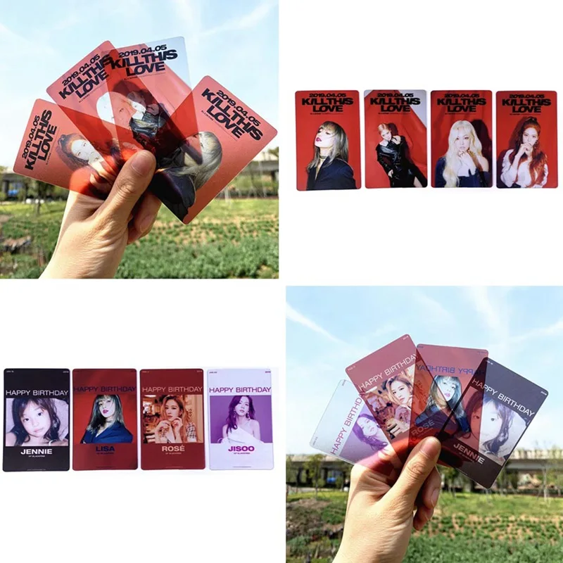 4 шт./компл. Kpop Blackpink ПВХ прозрачная Фотокарта Jennie Rose Collective Cards с днем рождения HD Photocard