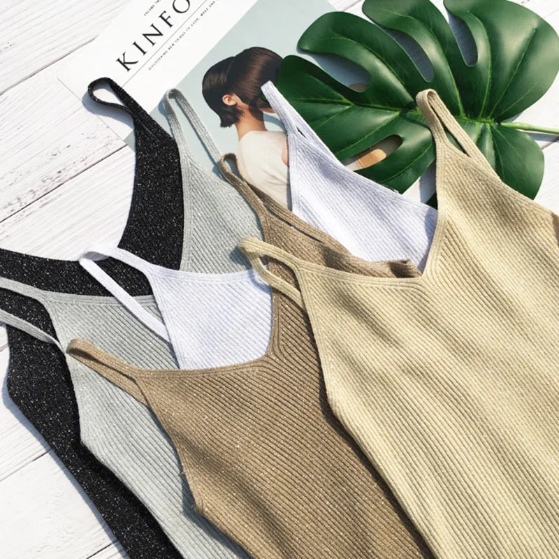 

New pass bright line sleeveless pure color v-neck summer new small condole belt vest sexy cultivate morality