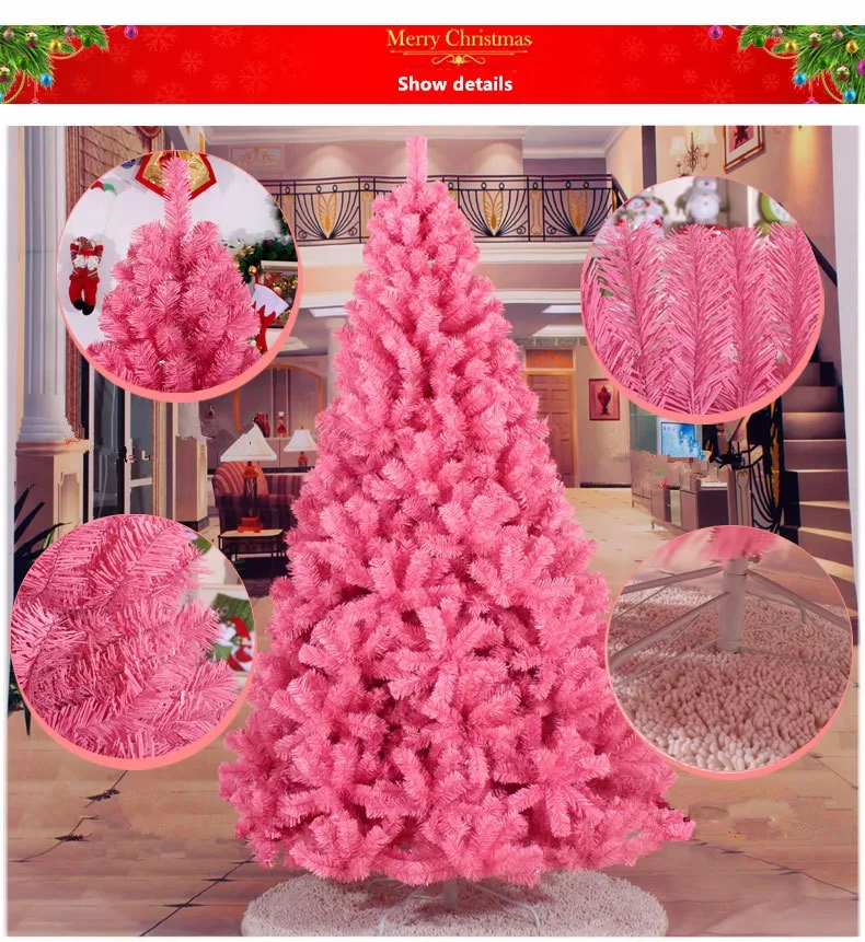 Рождественский подарок на год, 2,1 м/2,4 м, розовая Высококачественная Рождественская елка с украшениями, Рождественский торговый автомат