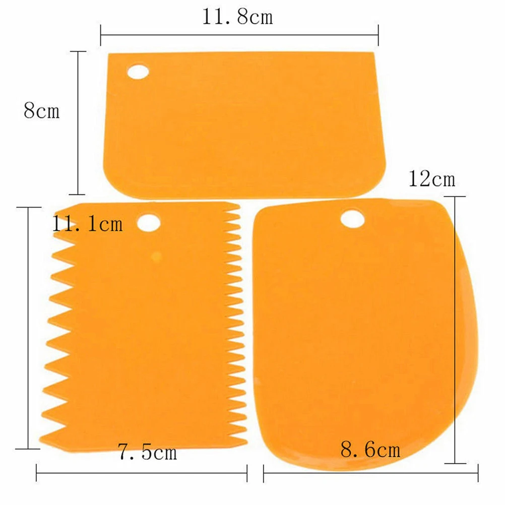 Пластик тесто для защиты от обледенения скребок для мастики торт выпечки инструменты для выпечки однотонные гладкие неровные края шпатели Фрезы 3 шт./компл