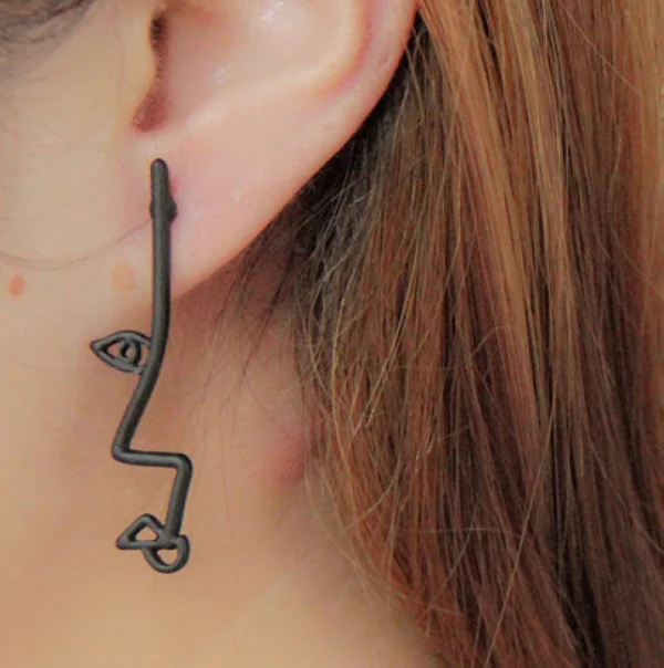 

free shipping 6 pair /lot wholesale fashion jewelry Artistic Temperament Hand Made Abstract Face Earrings