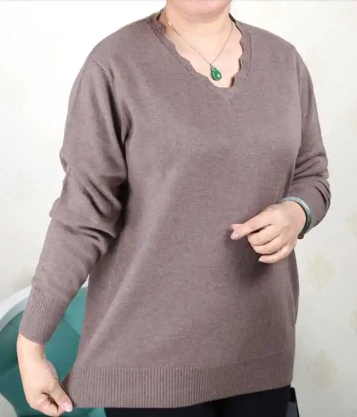 Koop Plus size vrouwen kleding 5XL 6XL7XL 8XL 9XL Grote maat midden aged kleren moeder kasjmier trui gebreide shirt mouw