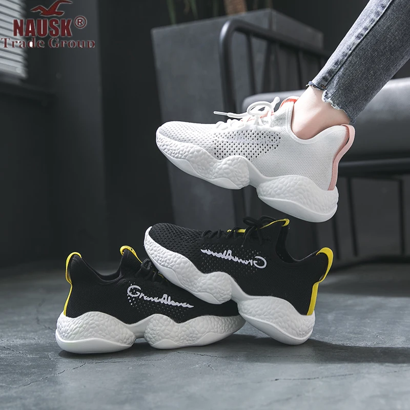 

NAUSK New Women's Chunky Sneakers Basket Women Casual Platform Shoes Canvas Female Trainers Ulzzang Dad Shoes High Top Sneakers
