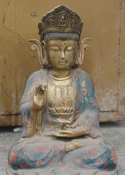 

RHS0028 17" Chinese Tibet Cloisonne Enamel Bronze Gilt Kwan-Yin Guan Yin Goddess Statue