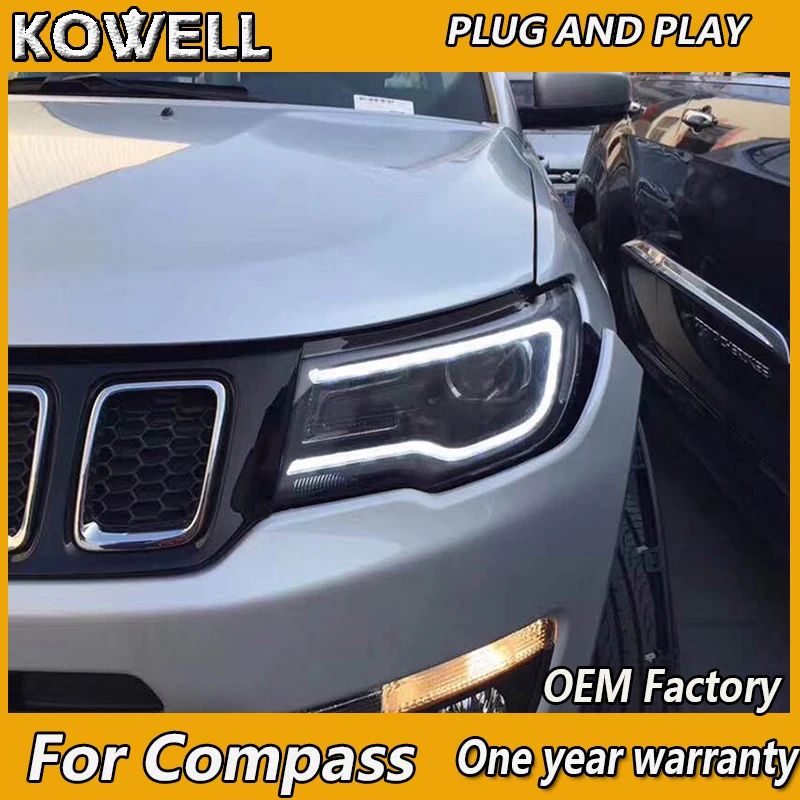 KOWELL стайлинга автомобилей для Jeep Compass фары Новый 2017-2018 компас светодиодный задний