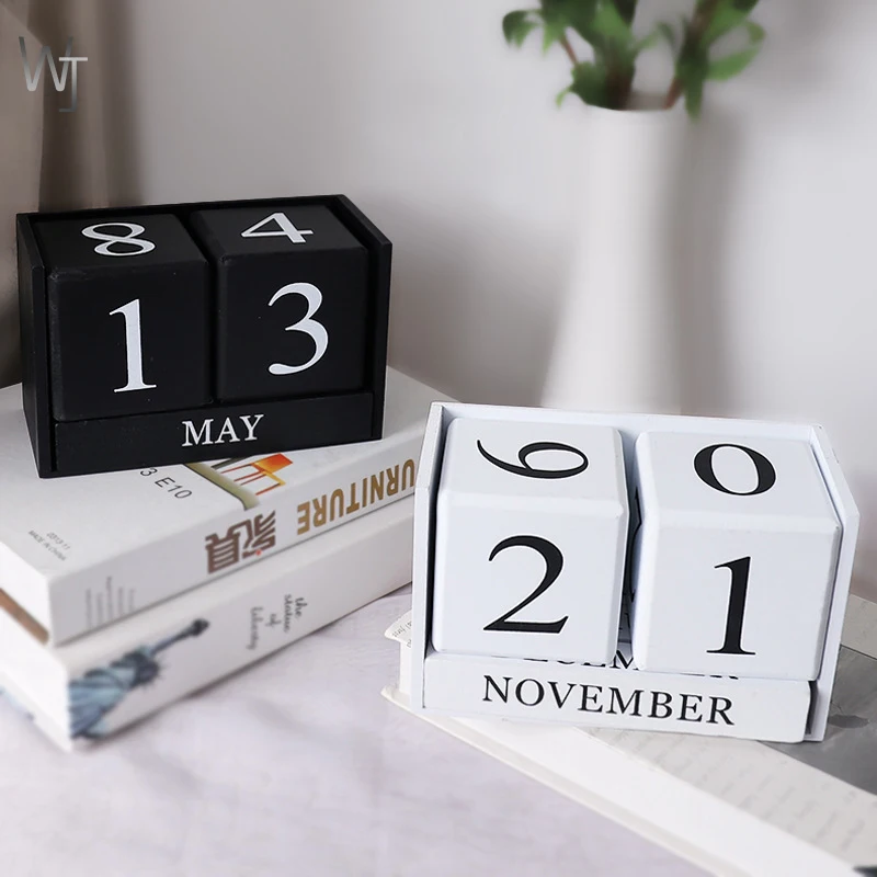 New Wooden Calendar Creative Home Decoration Ornaments Living Room Desktop Shop Bar Table Display Perpetual | Дом и сад