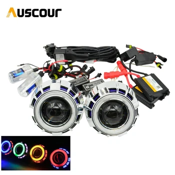 

2.5inch Bixenon Projector lens CCFL DRL day running angel eyes shrouds mask hid xenon ballast bulb H1 H4 H7 car assembly kit